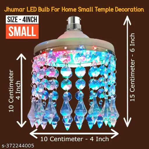 Prabham rgb small multi color crystal chandelier jhoomer hanging lamp for home temple