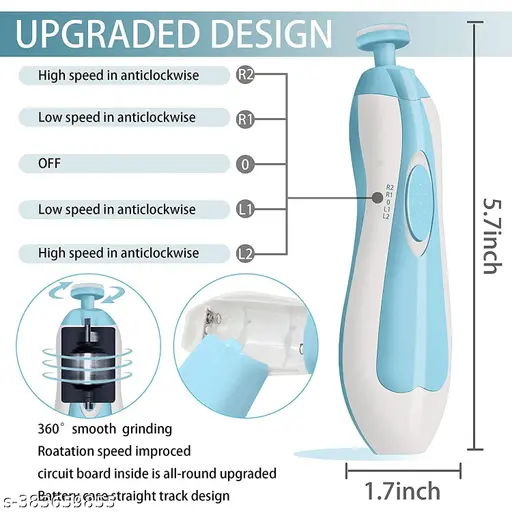 Arlette (multi colour) baby nail cutter electric baby nail trimmer for baby nail cutter for new born baby with 6 grinding heads automatic kids nail grinder set safe nail trimmer kit for kids toddler t