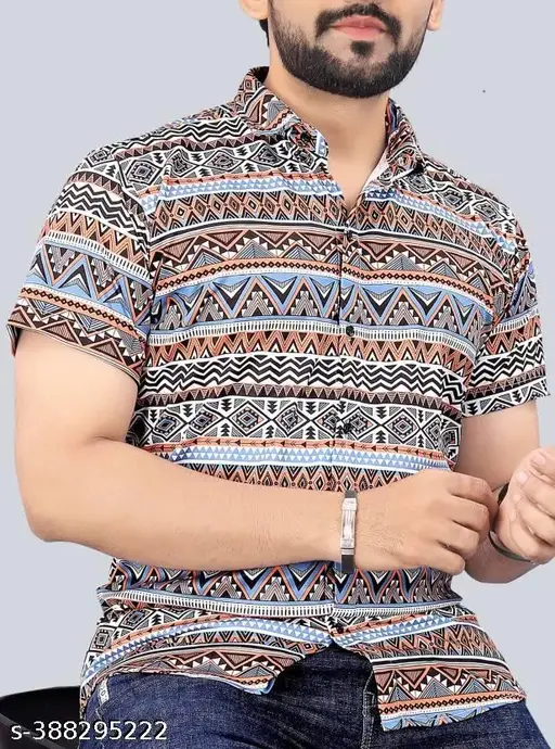 Good stuff fashion men regular lycra casual printed half sleeve shirt for men