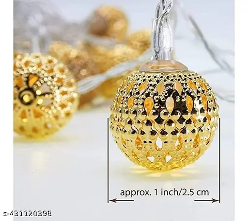 Ndkart moroccan ball led lights for home decoration - 5 metre decorative birthday diwali christmas string light with 14 balls (warm white)